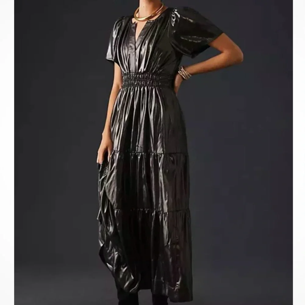 the somerset maxi dress mock neck edition Anthropologie MEDIUM Green Satin Long Sleeve NWT elegant tiers. It's smart to shop with